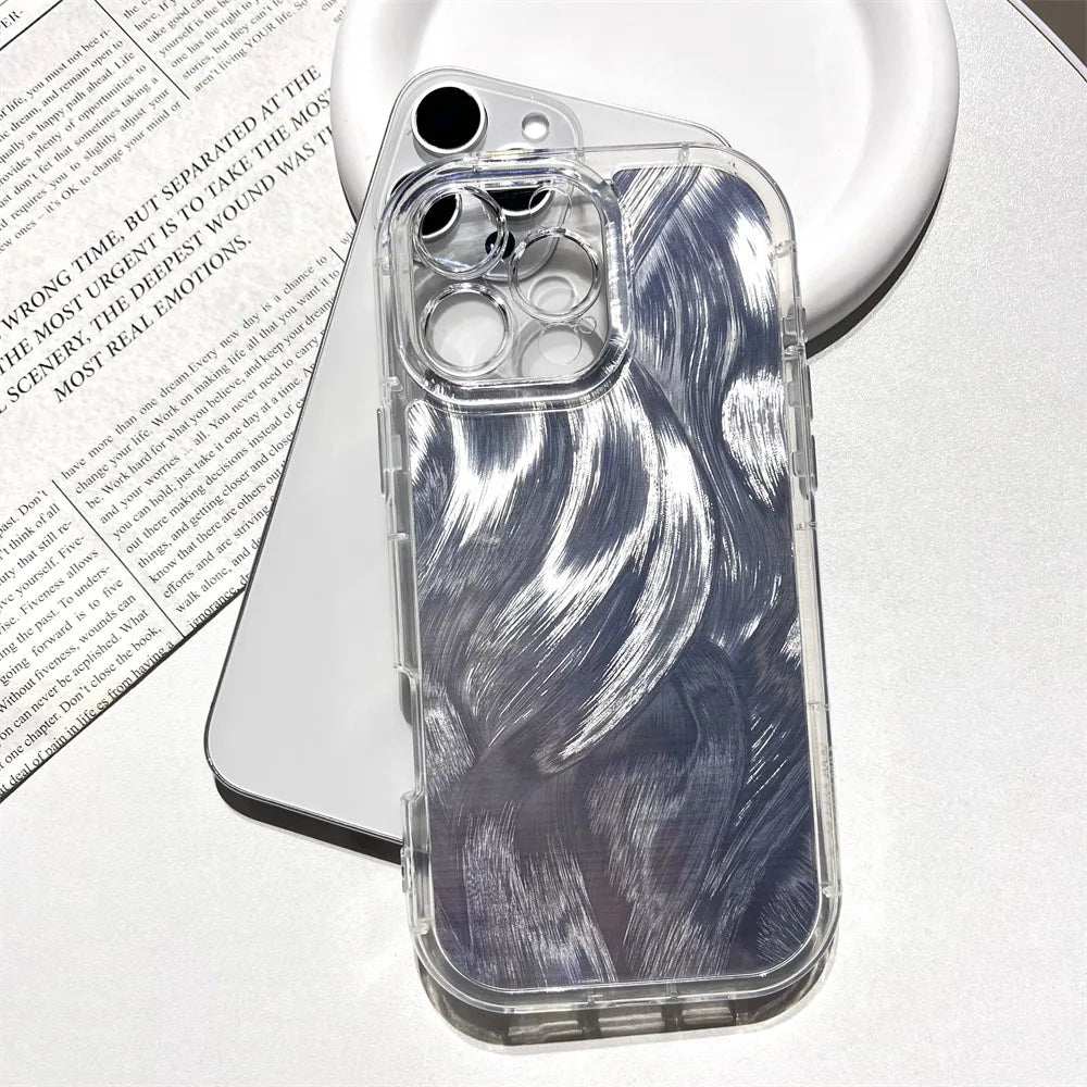 Laser Feather Yarn Assorted Phone Cases Mixed Ink Screen Smart Phone case iphone 17 Pro Max Designer Charms for Junk Phone case