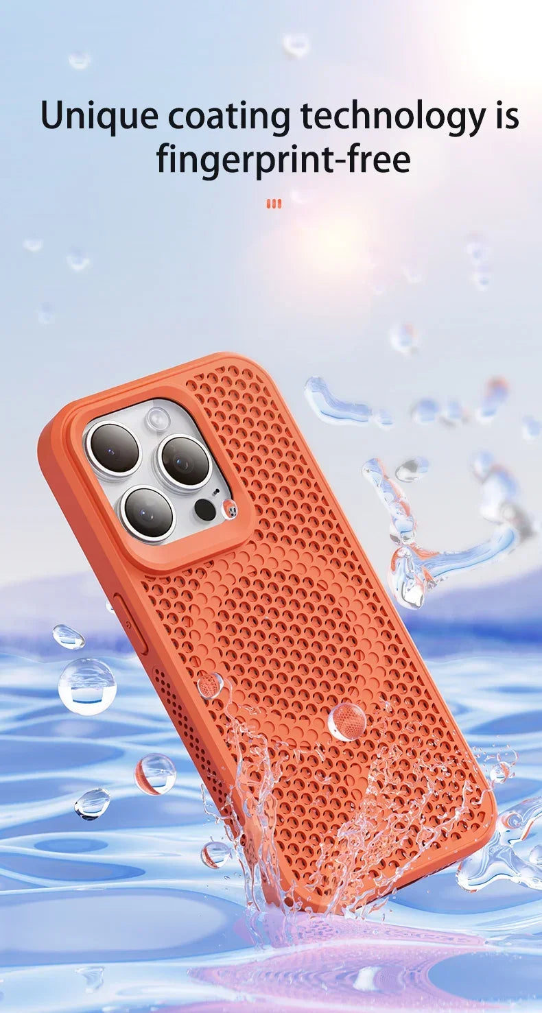 Cooling Heat Dissipation Phone Case For iPhone 17 16 15 14 13 12 11 Pro Max Plus Breathable Hard Back Magnetic Cover For Magsafe